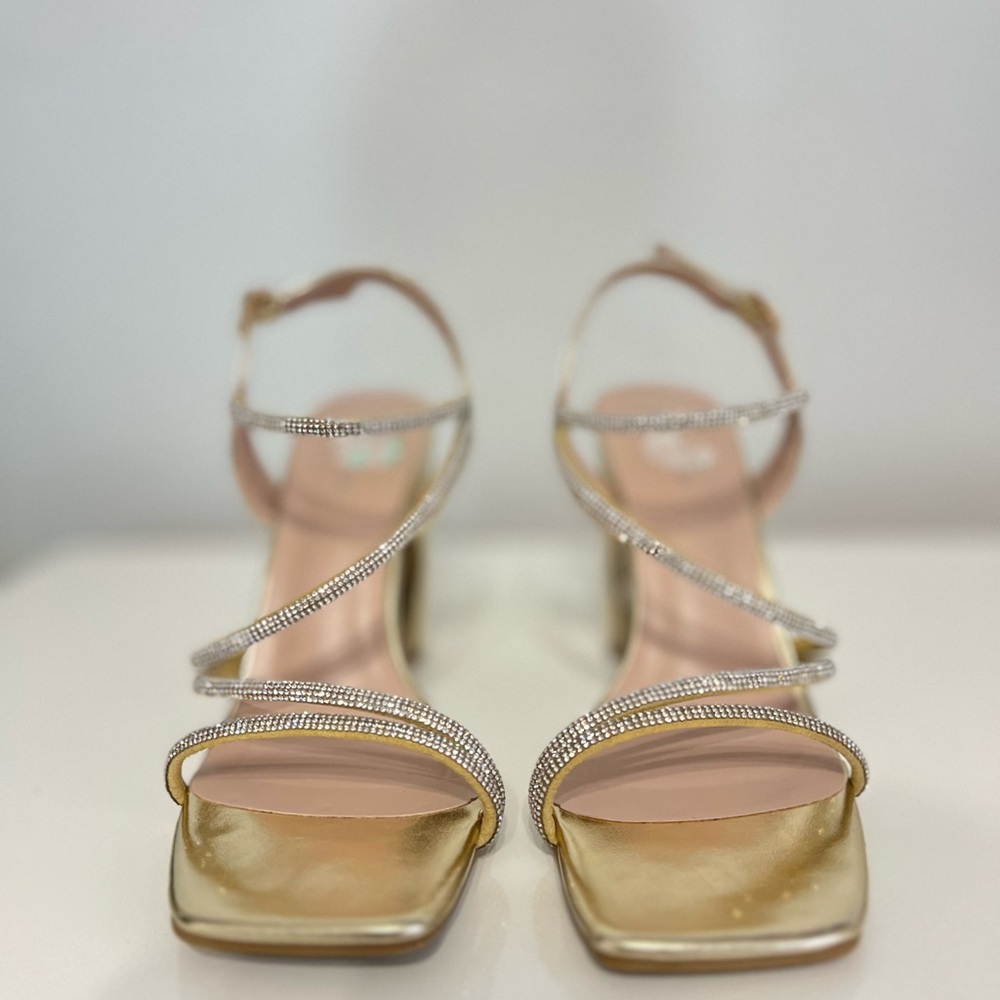 Elegant Gold Strappy Women's Heels